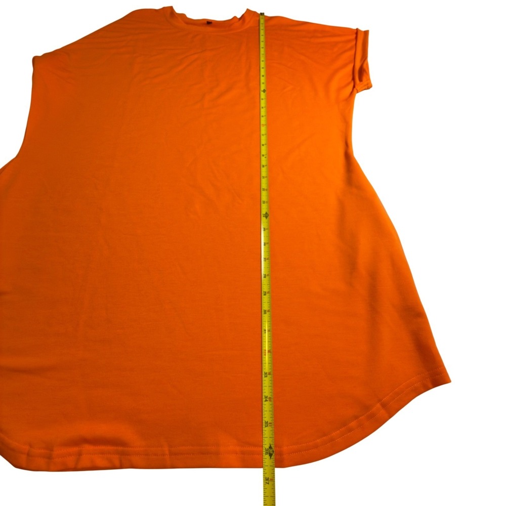 NWOT Set/3 Sz XL T-Shirt Dresses Orange Black Tan Cuffed Sleeve Pockets Bundle - Picture 9 of 11